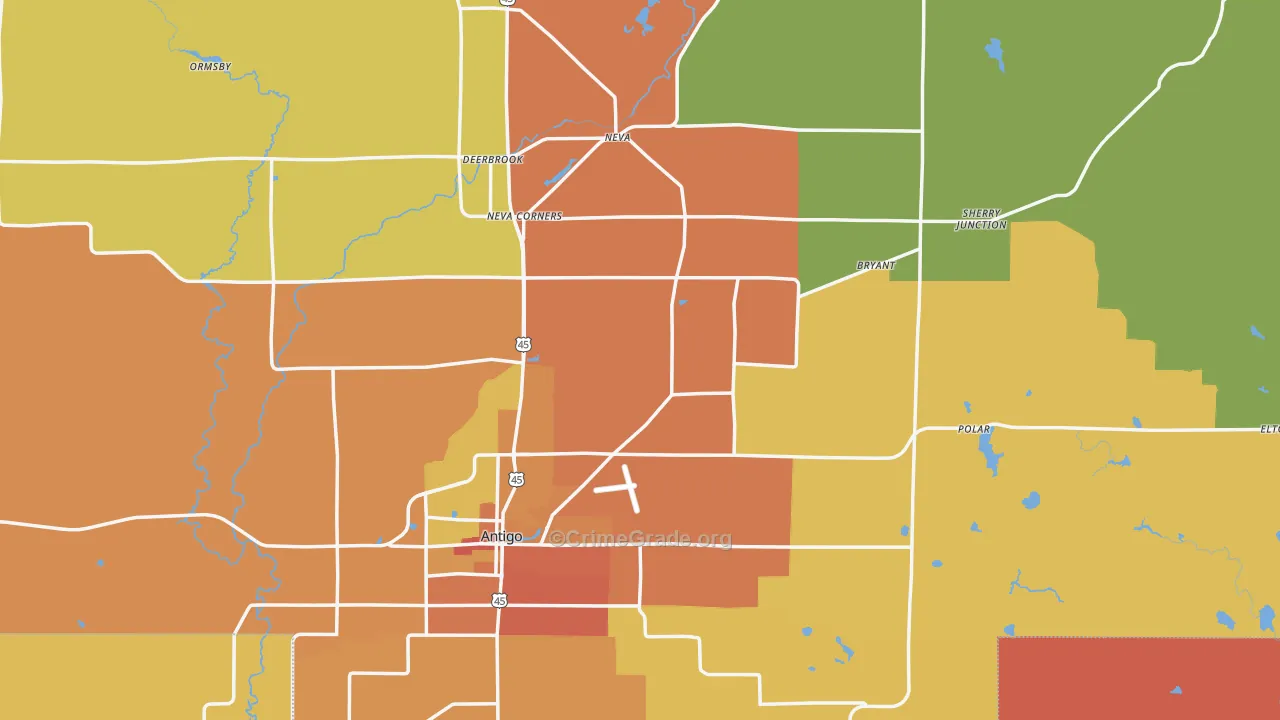 Langlade County, WI Map of Robbery Rates