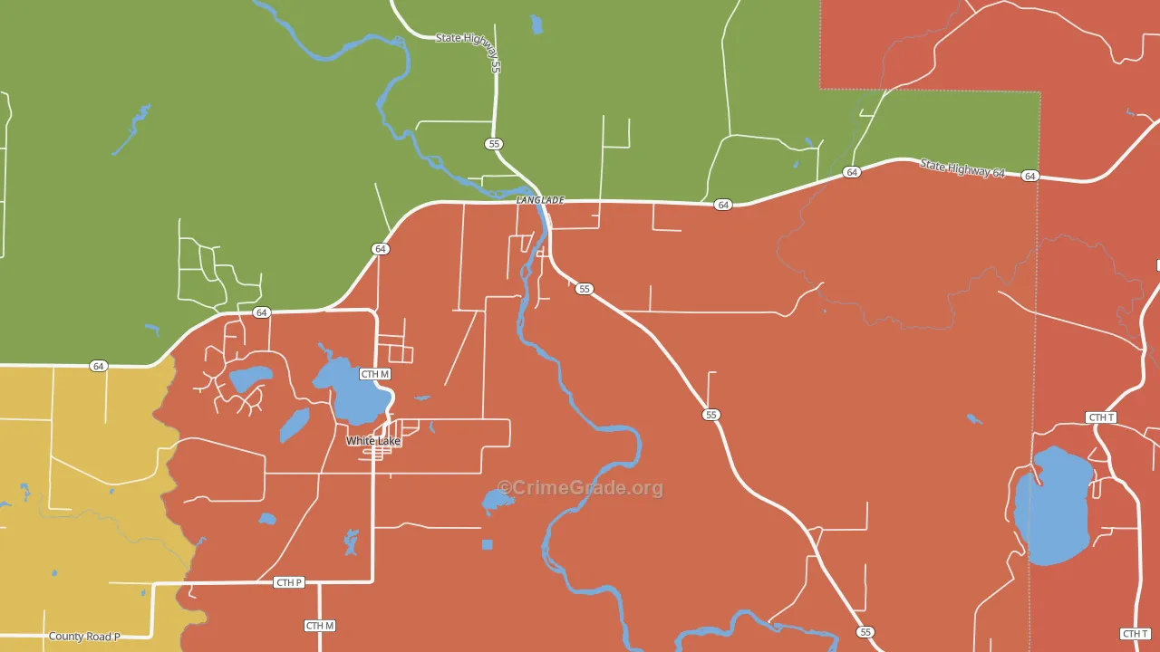 Langlade, WI Map of Robbery Rates