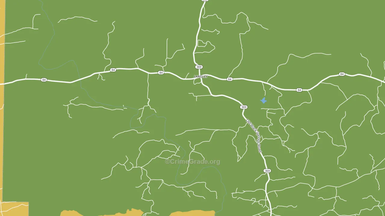 Langley, AR Map of Robbery Rates