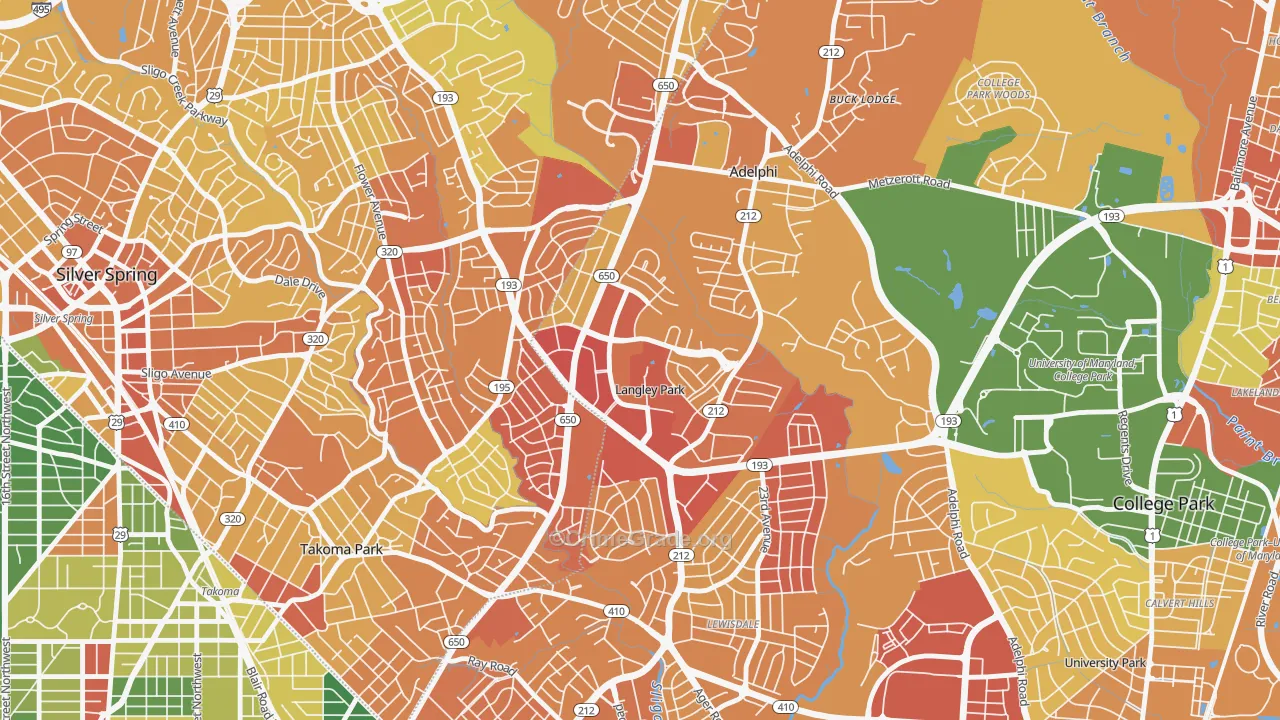 Langley Park, Hyattsville, MD Map of Robbery Rates