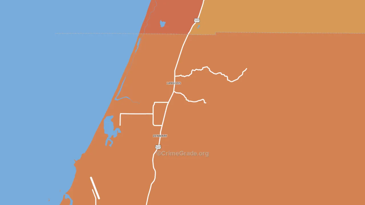 Langlois, OR Map of Robbery Rates