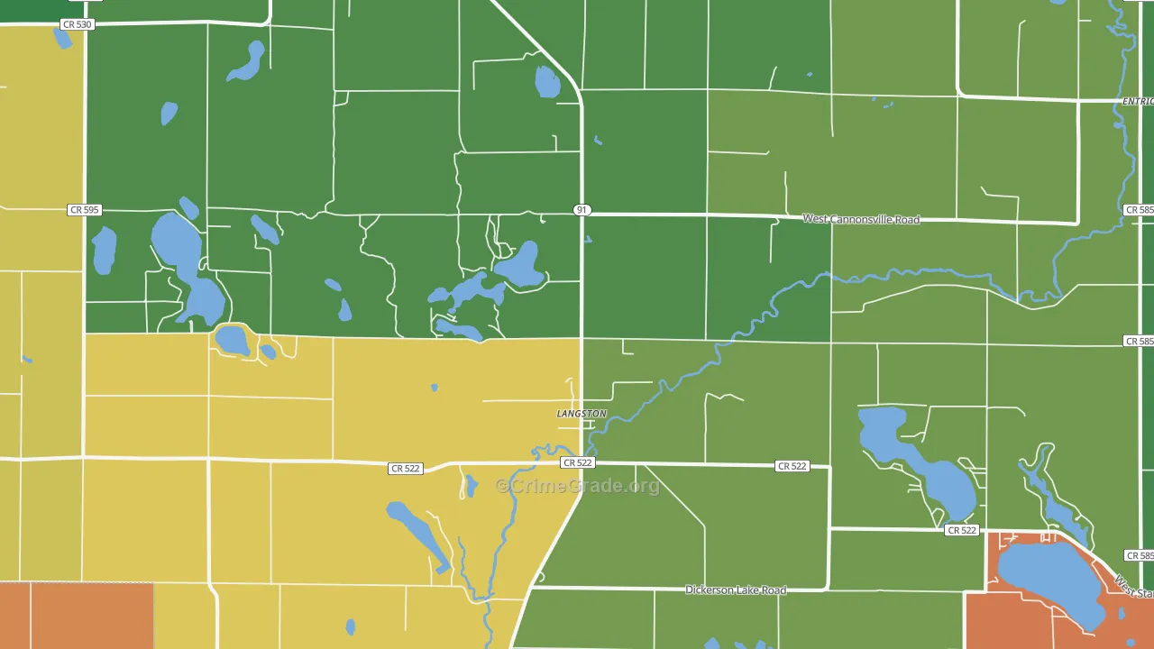 Langston, MI Map of Robbery Rates