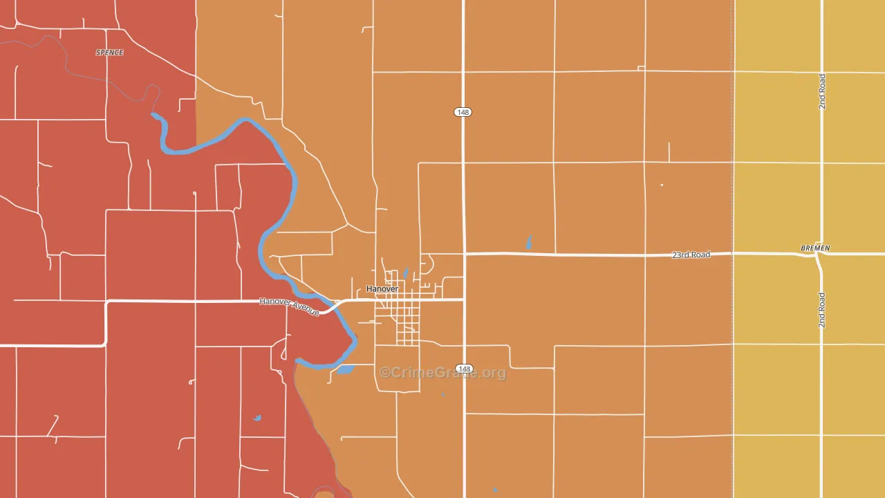 Lanham, KS Map of Robbery Rates