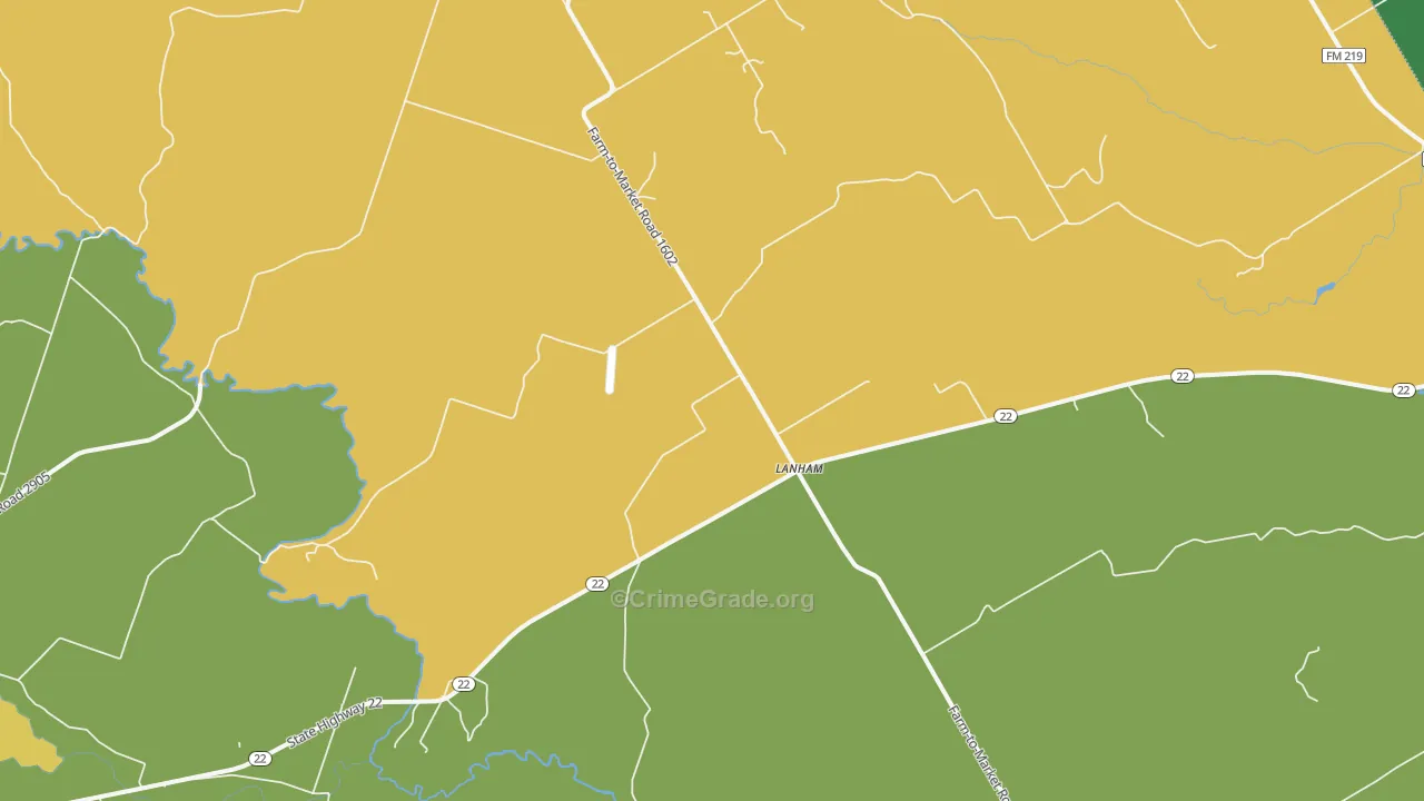 Lanham, TX Map of Robbery Rates