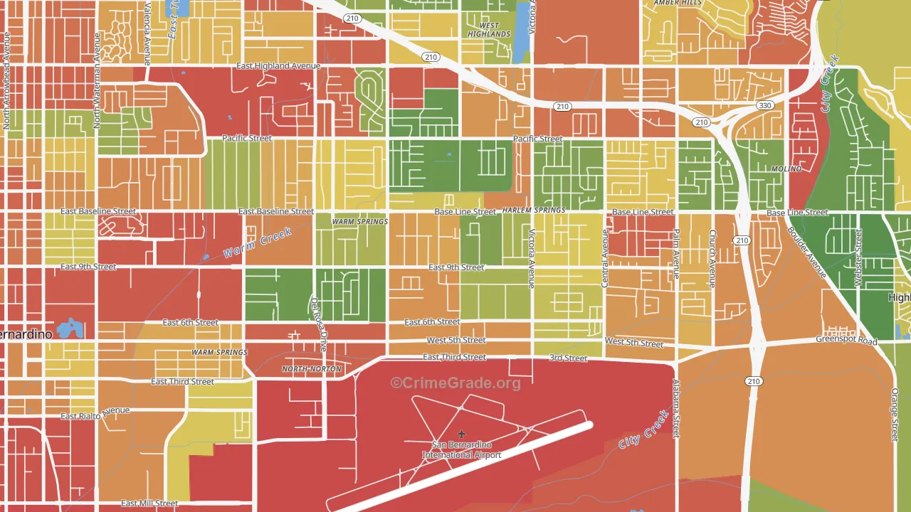 Lankershim, Highland, CA Map of Robbery Rates