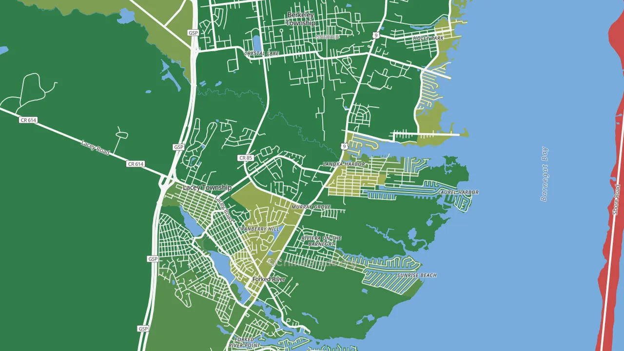 Lanoka Harbor, NJ Map of Robbery Rates