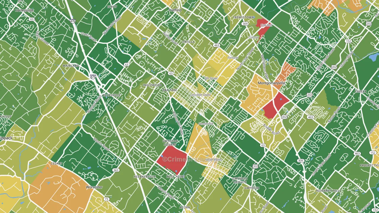 Lansdale, PA Map of Robbery Rates