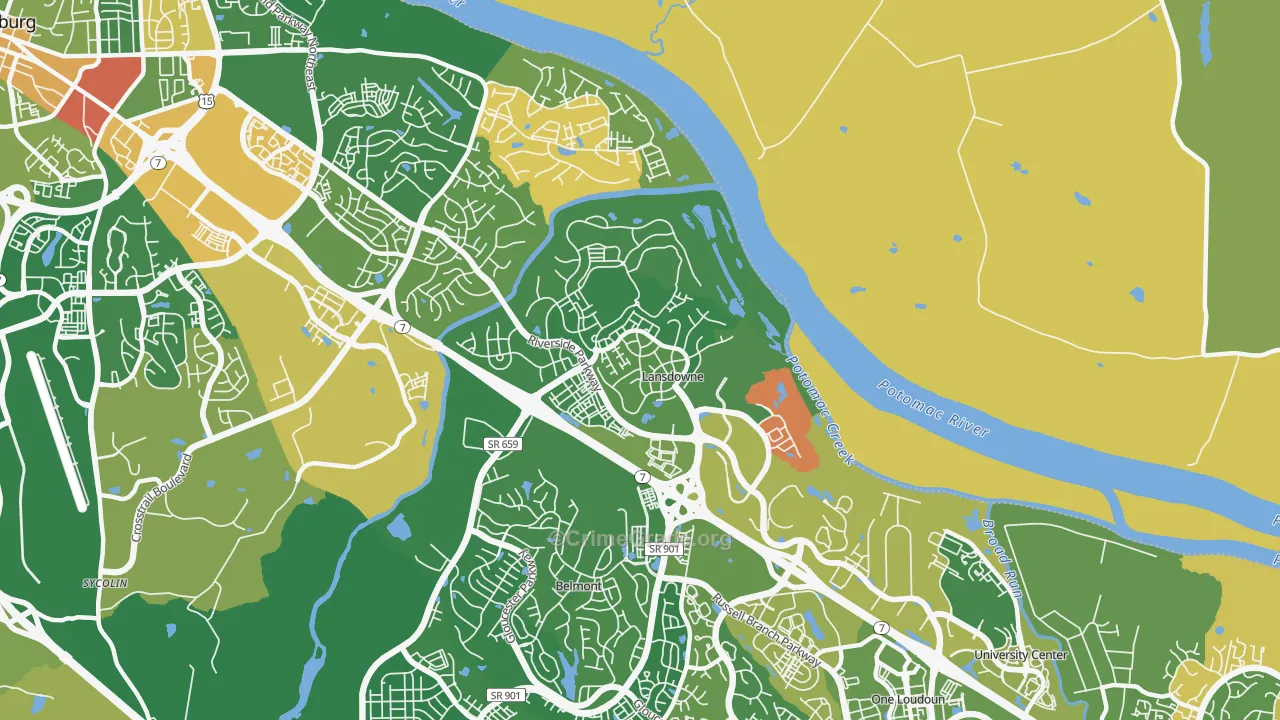 Lansdowne, VA Map of Robbery Rates