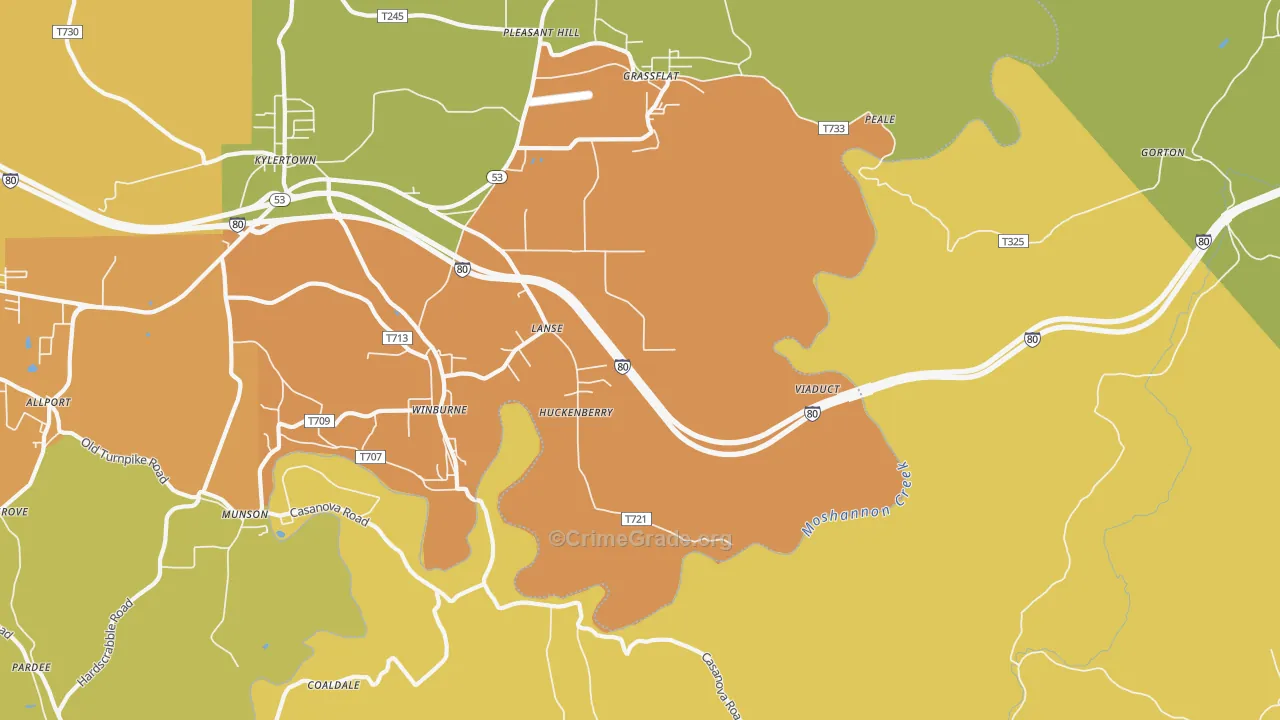 Lanse, PA Map of Robbery Rates