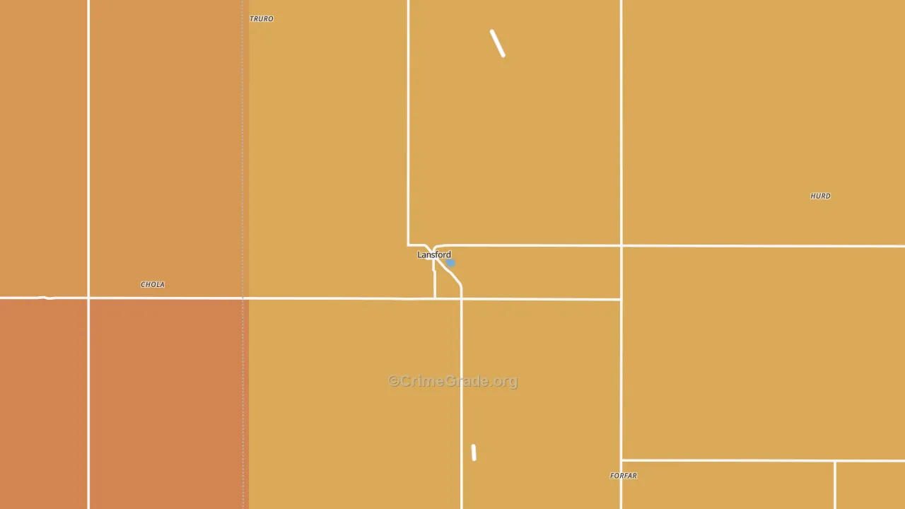 Lansford, ND Map of Robbery Rates