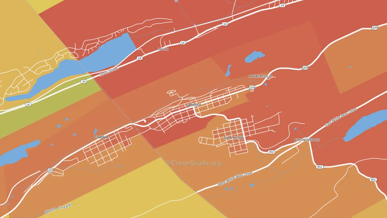 Lansford, PA Map of Robbery Rates