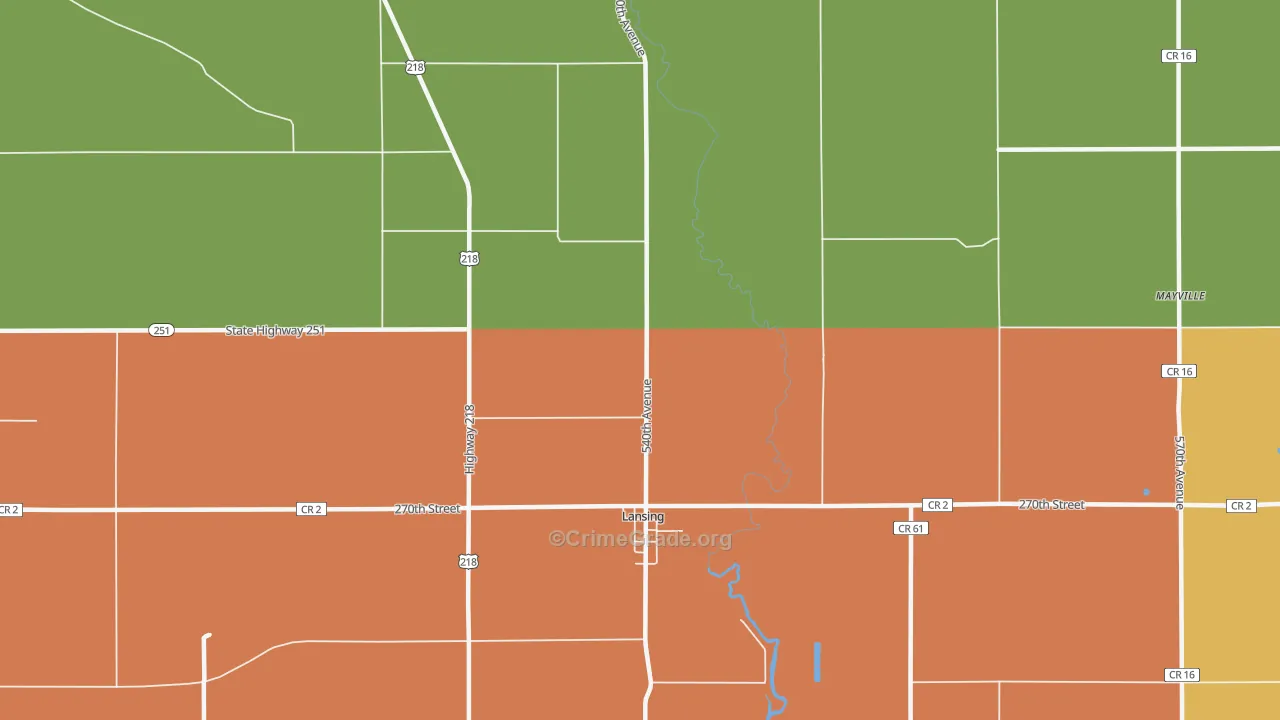 Lansing, MN Map of Robbery Rates