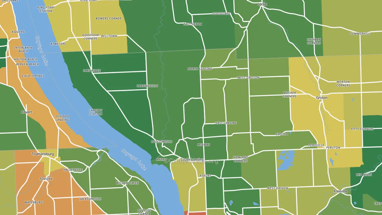 Lansing, NY Map of Robbery Rates
