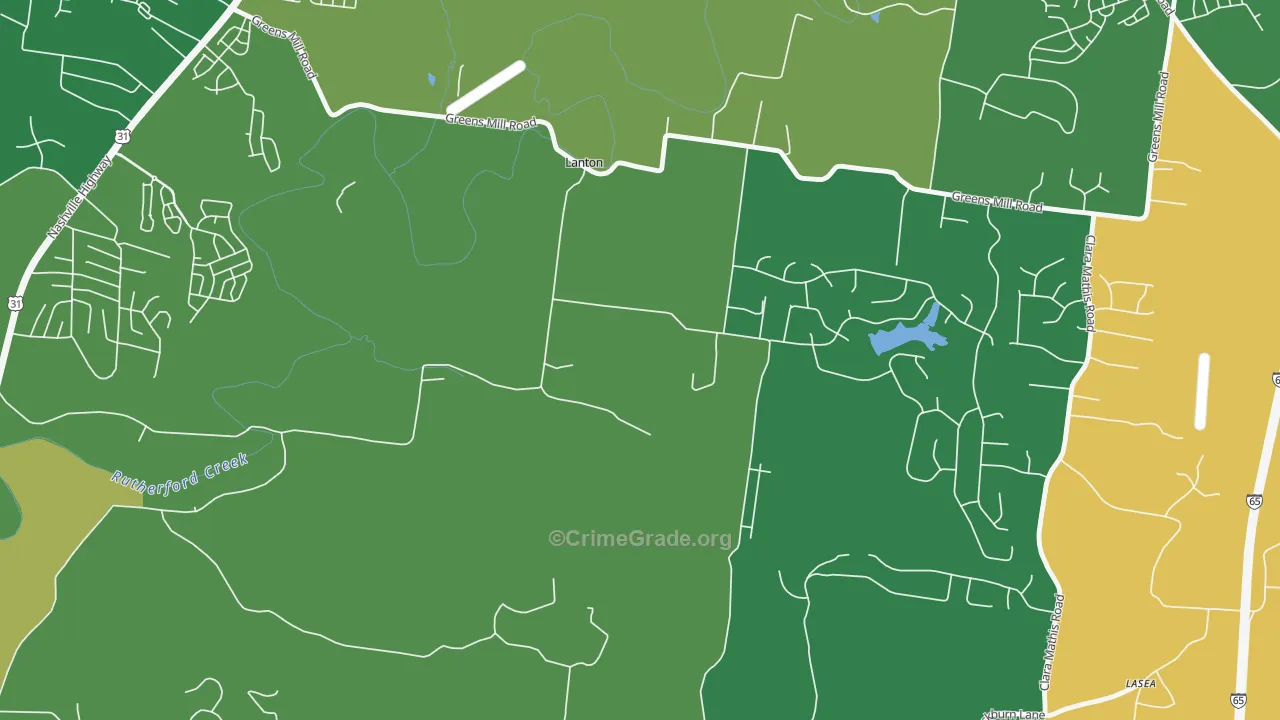 Lanton, TN Map of Robbery Rates