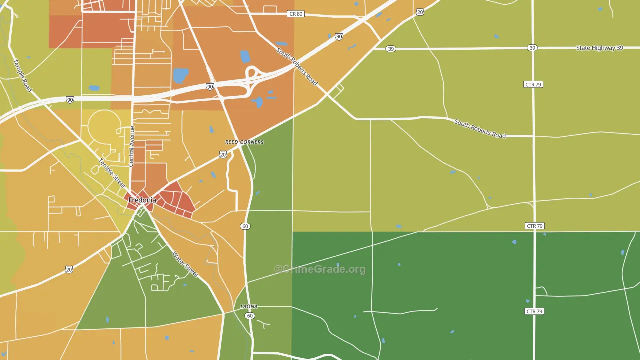 Laona, NY Map of Robbery Rates