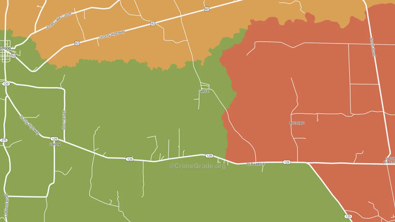 Lapile, AR Map of Robbery Rates