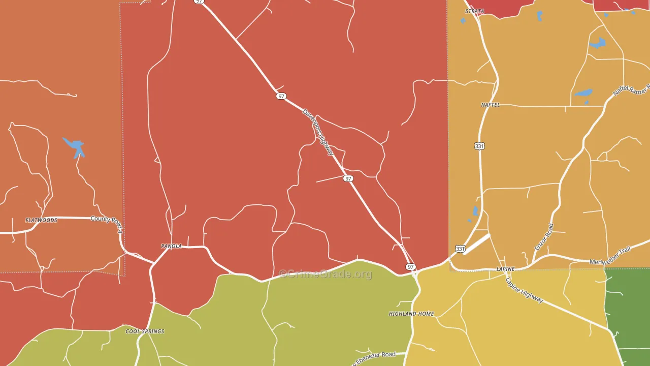 Lapine, AL Map of Robbery Rates