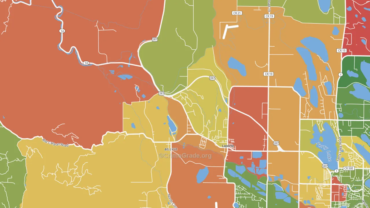 Laporte, CO Map of Robbery Rates