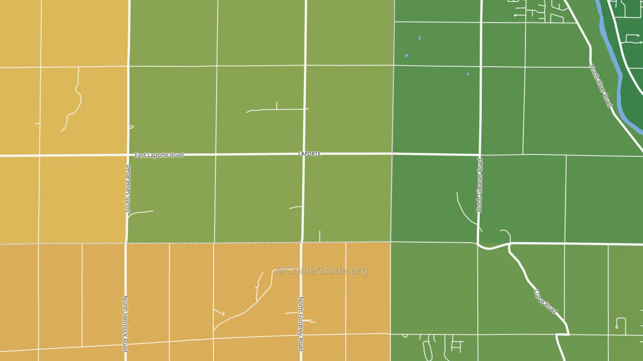 Laporte, MI Map of Robbery Rates