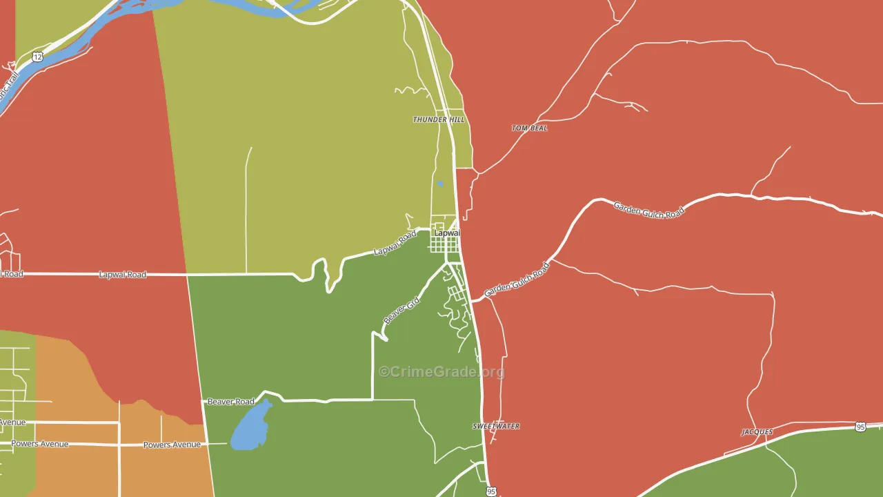 Lapwai, ID Map of Robbery Rates