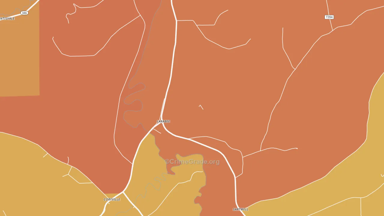 Larabee, PA Map of Robbery Rates