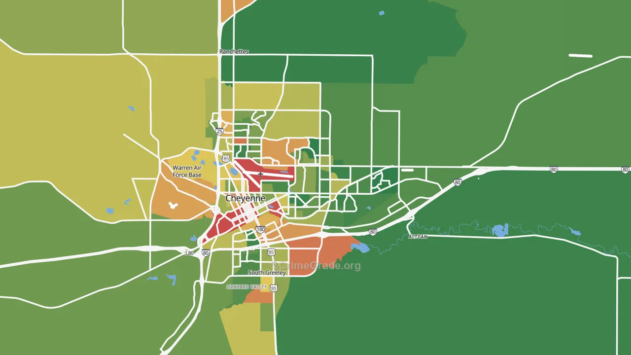 Laramie County, WY Map of Robbery Rates