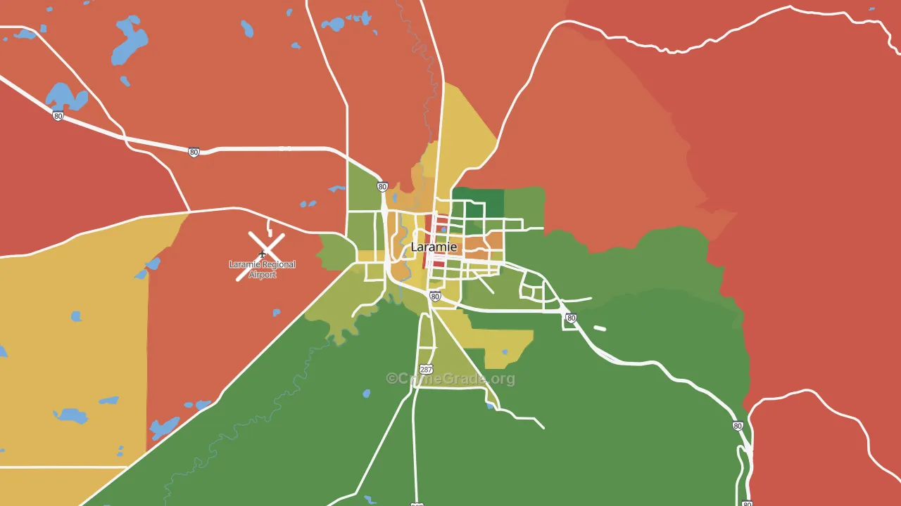 Laramie, WY Map of Robbery Rates
