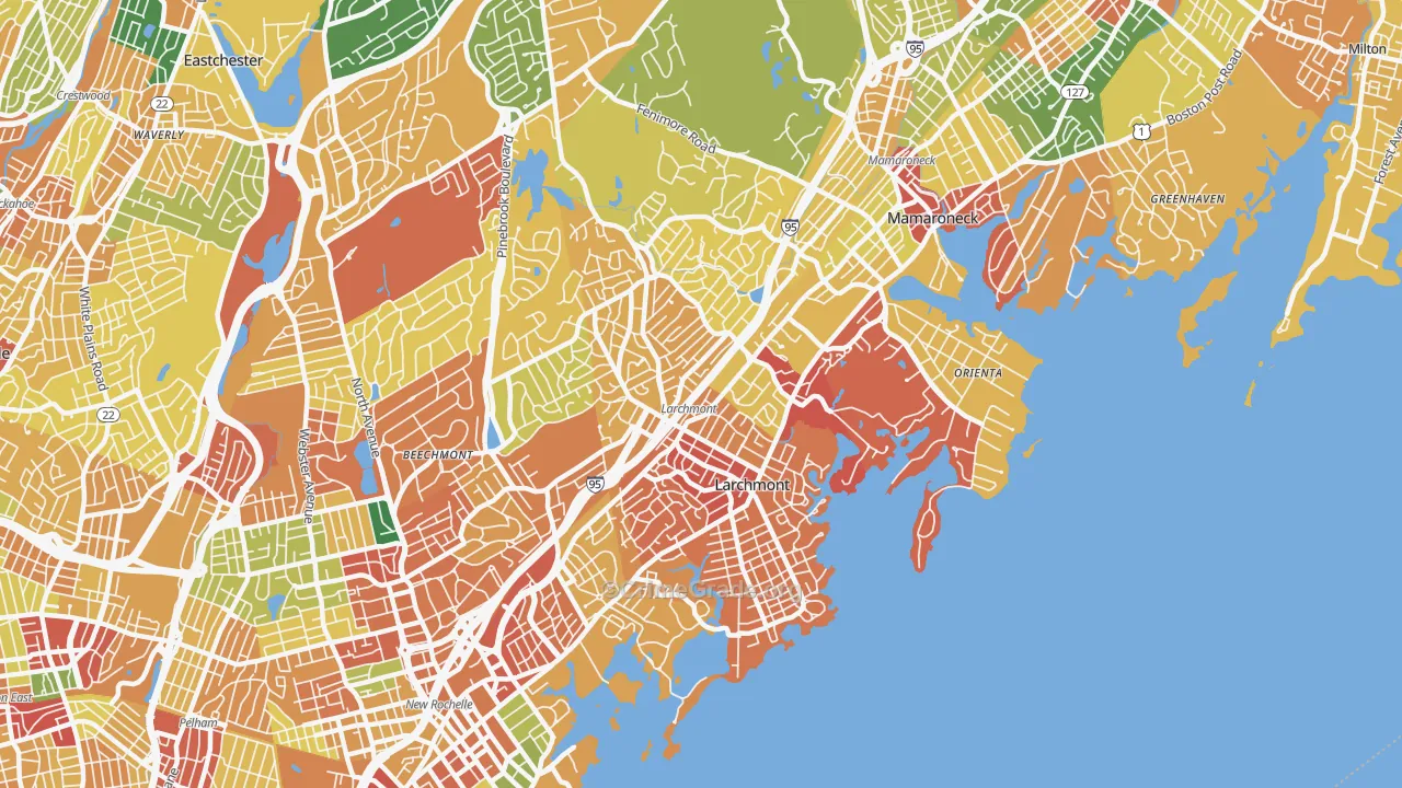 Larchmont, NY Map of Robbery Rates