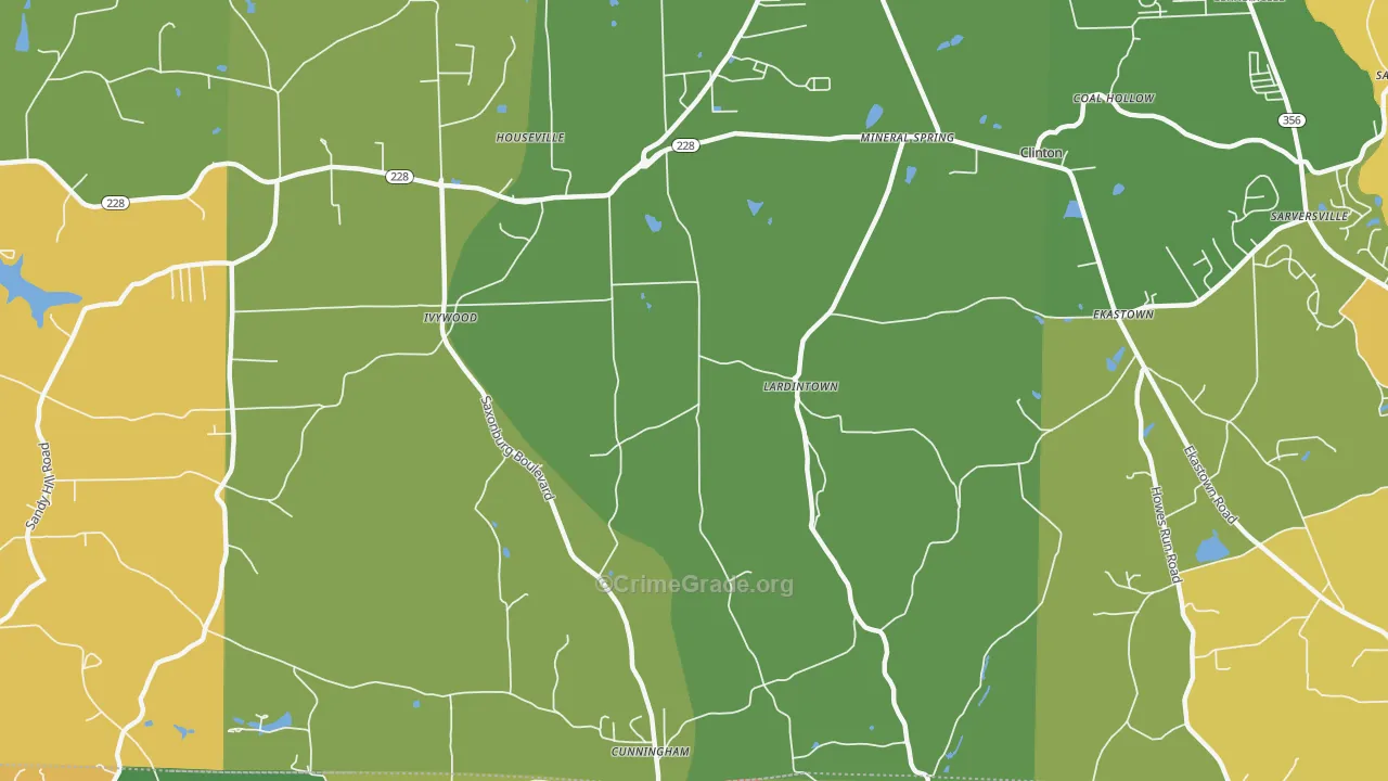 Lardintown, PA Map of Robbery Rates