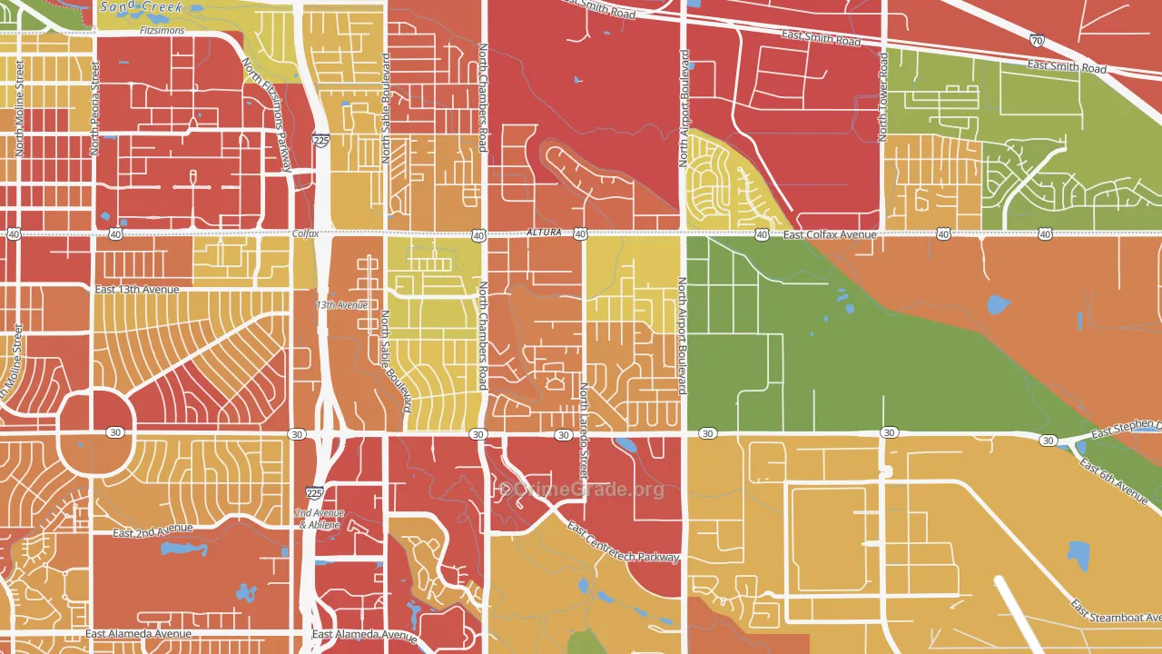 Laredo Highline, Aurora, CO Map of Robbery Rates