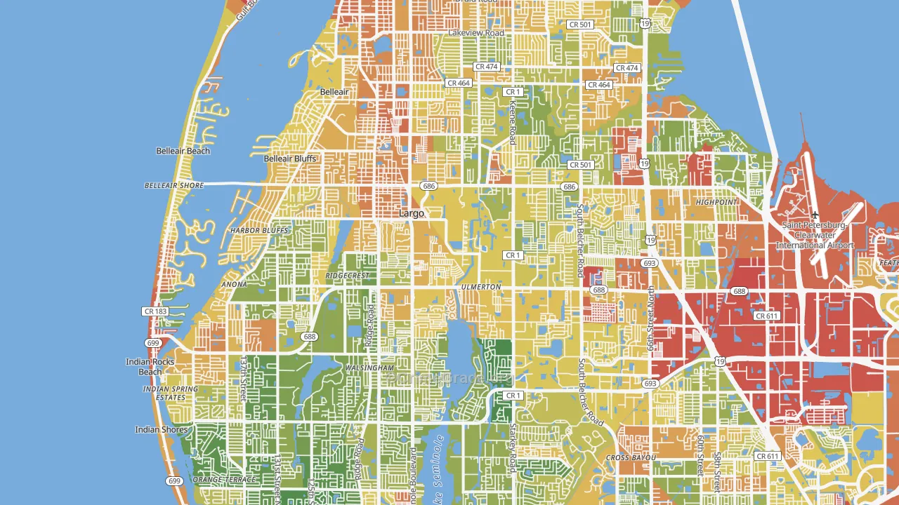 Largo, FL Map of Robbery Rates