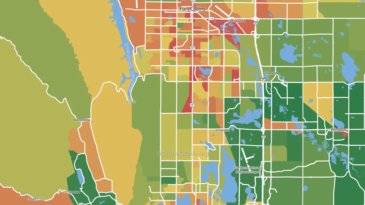 Larimer County, CO Map of Robbery Rates