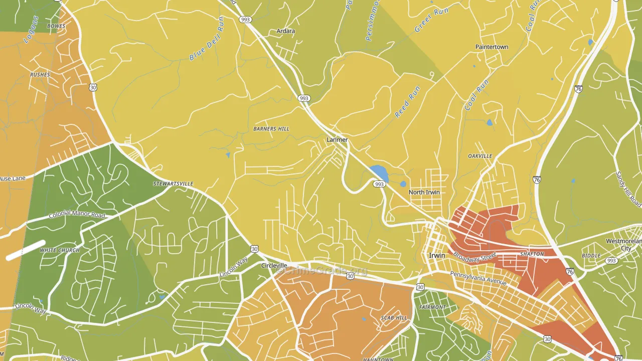 Larimer, PA Map of Robbery Rates