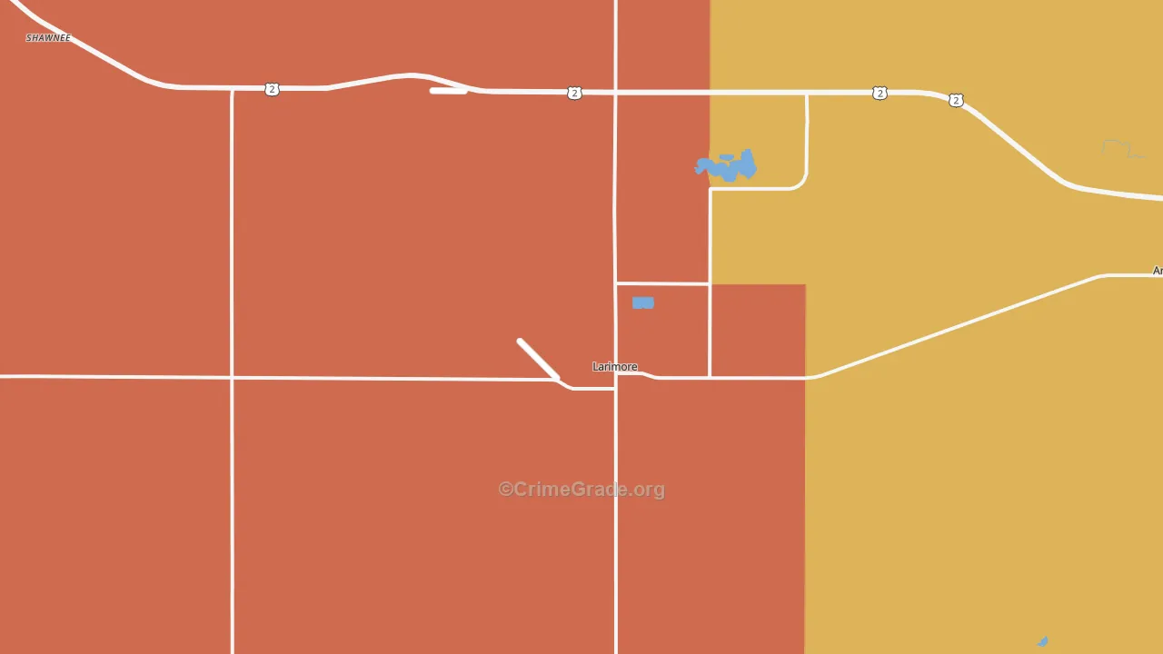Larimore, ND Map of Robbery Rates