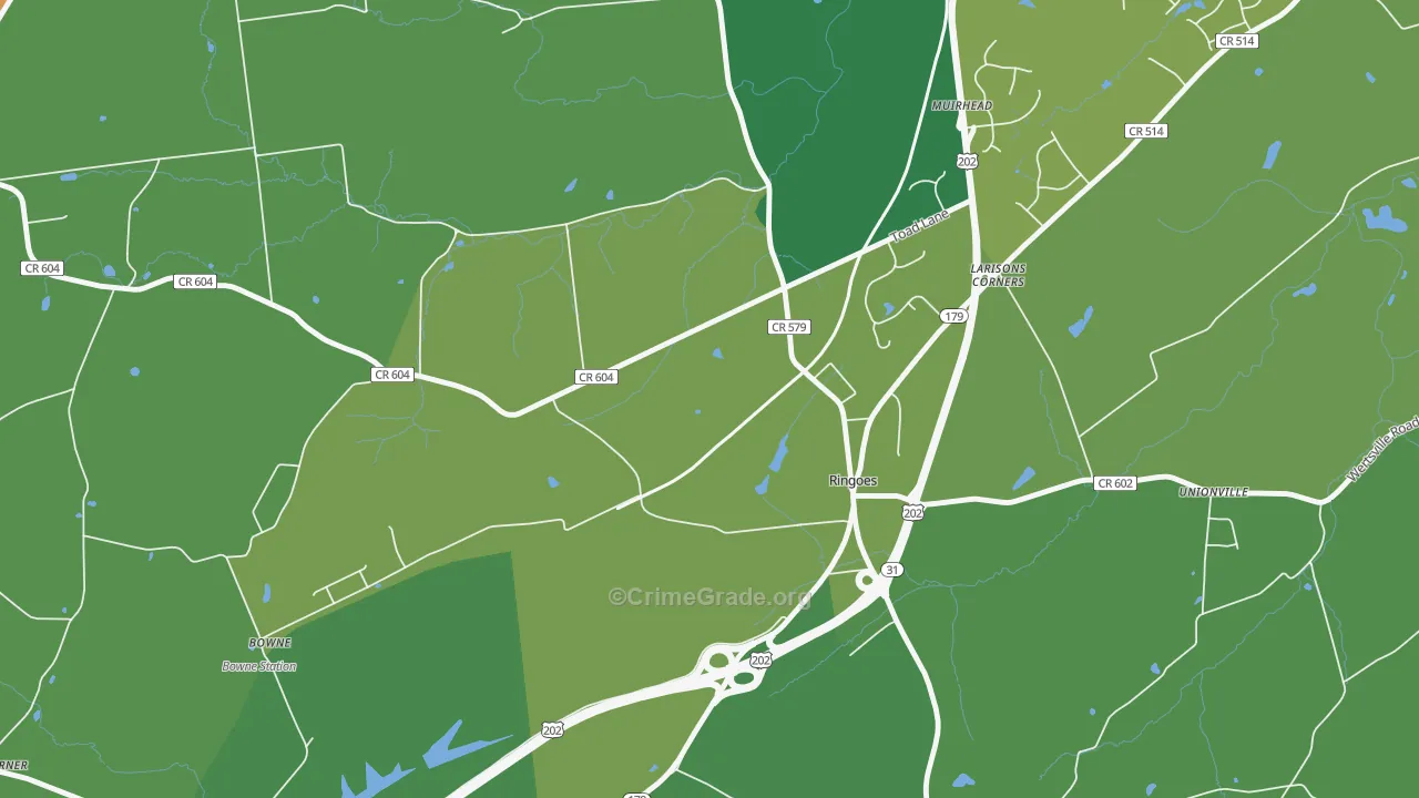 Larisons Corner, NJ Map of Robbery Rates
