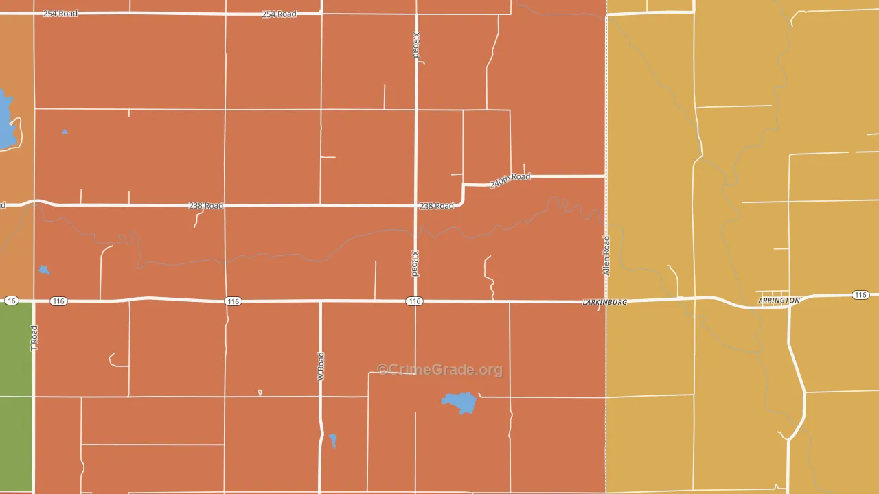Larkinburg, KS Map of Robbery Rates