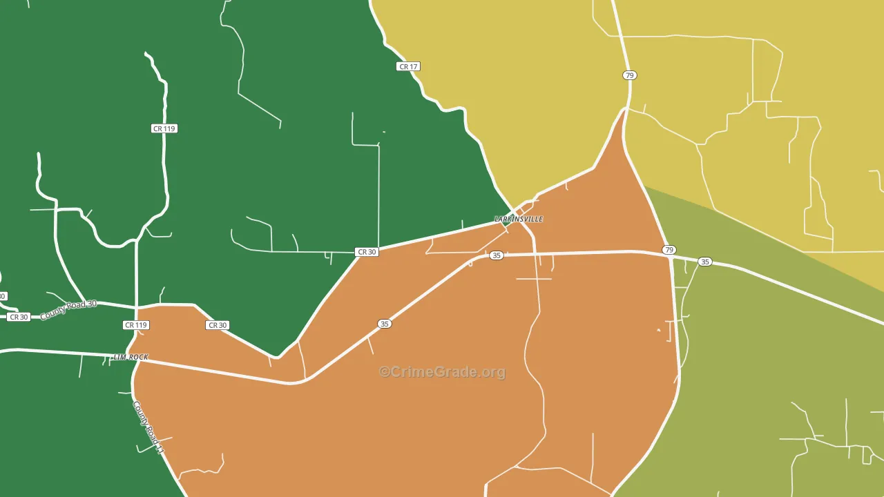 Larkinsville, AL Map of Robbery Rates