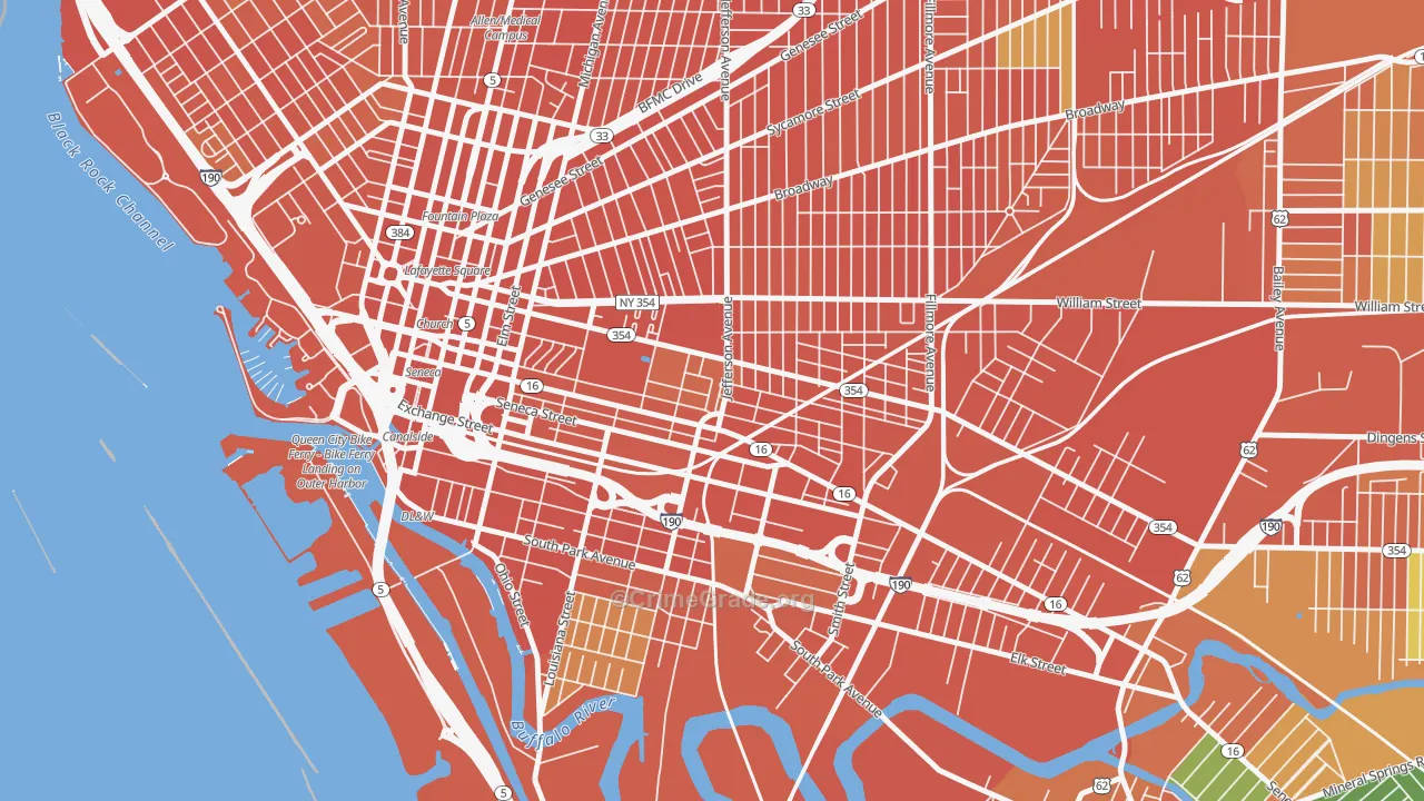 Larkinville, Buffalo, NY Map of Robbery Rates