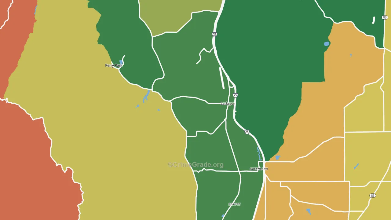 Larkspur, CO Map of Robbery Rates