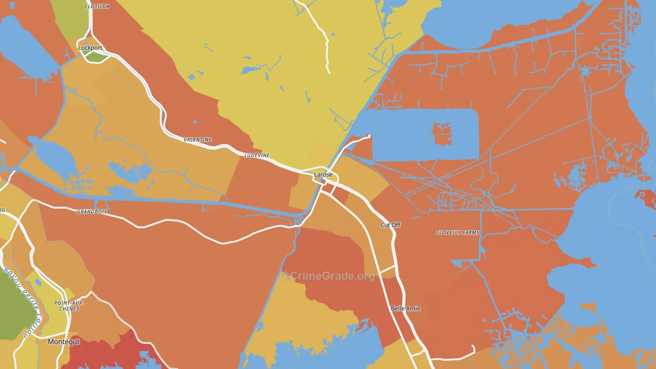 Larose, LA Map of Robbery Rates