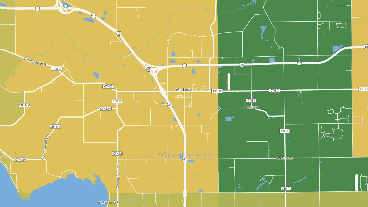 Larsen, WI Map of Robbery Rates
