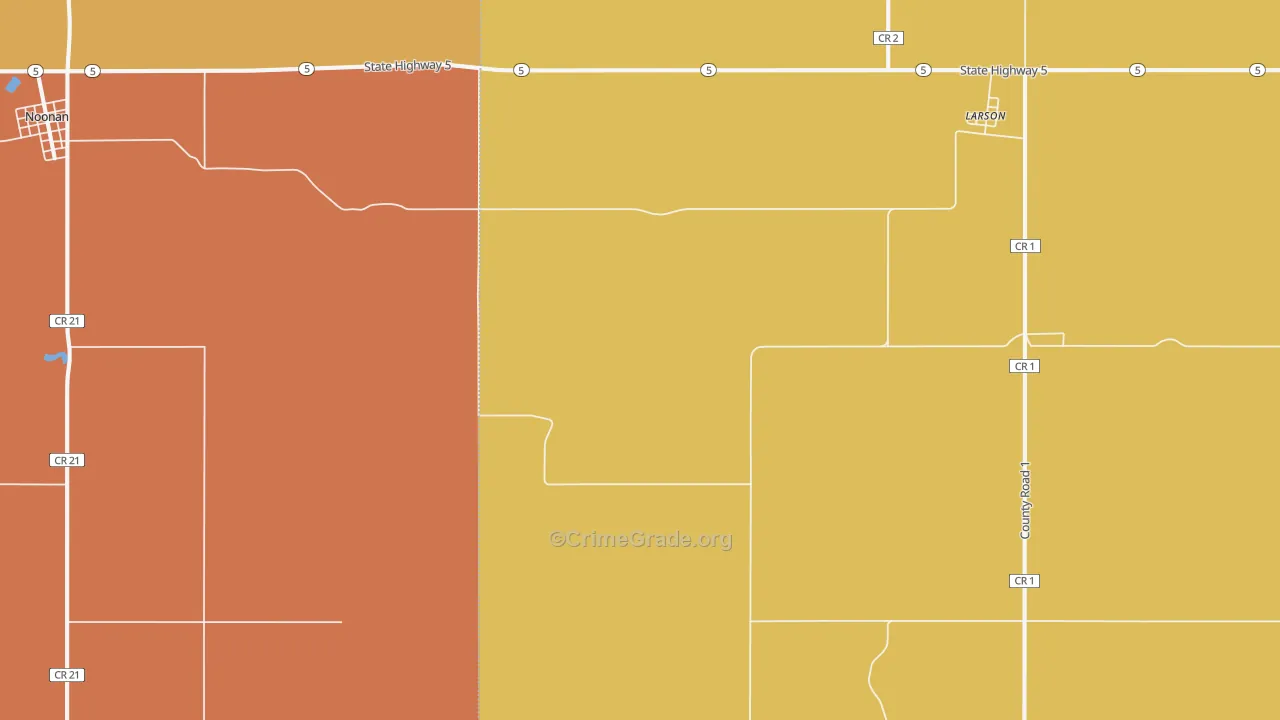 Larson, ND Map of Robbery Rates