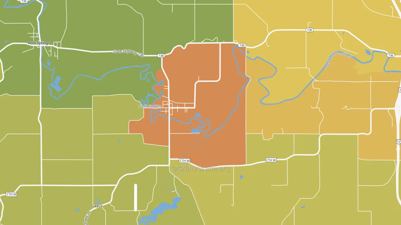 LaRue, WI Map of Robbery Rates