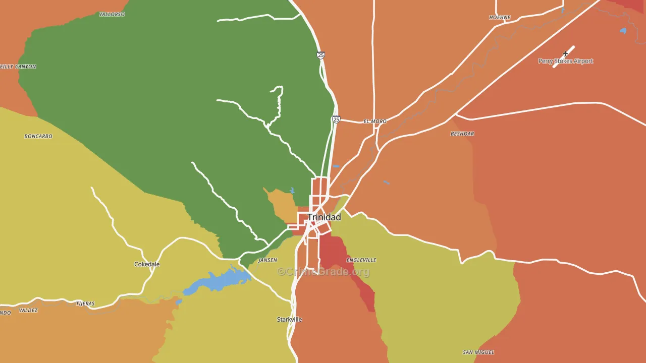 Las Animas County, CO Map of Robbery Rates