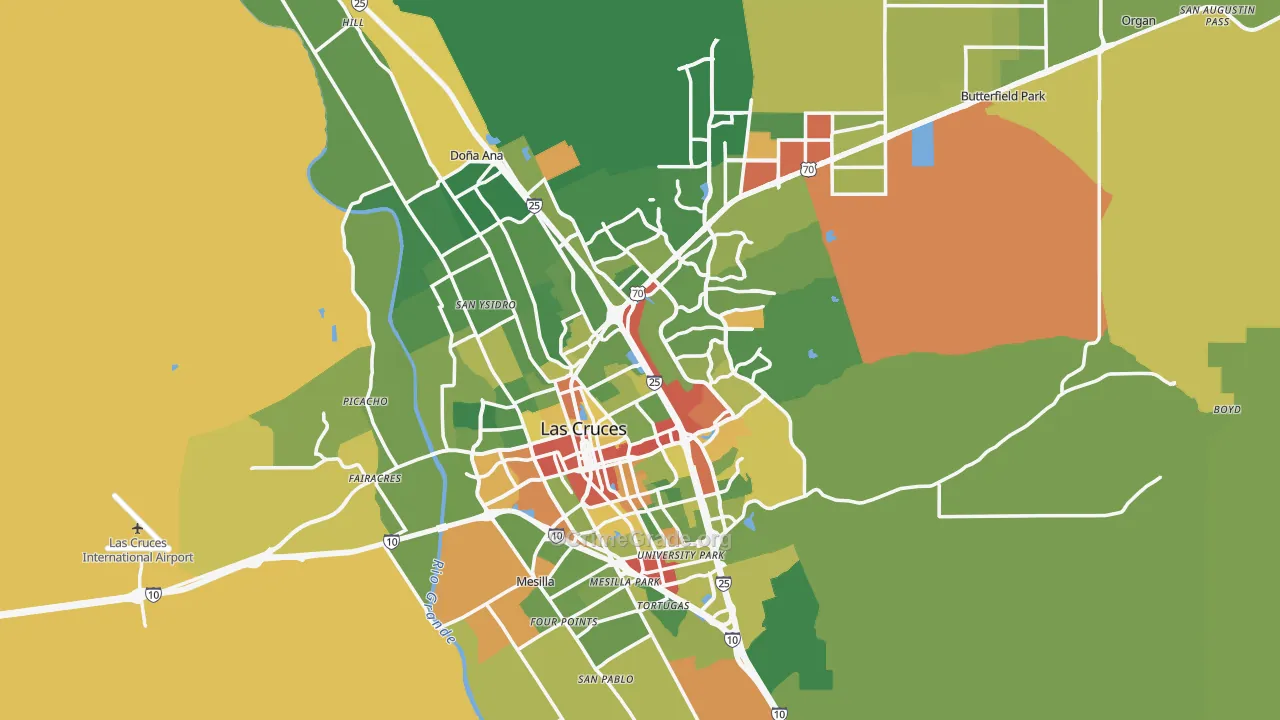 Las Cruces, NM Map of Robbery Rates