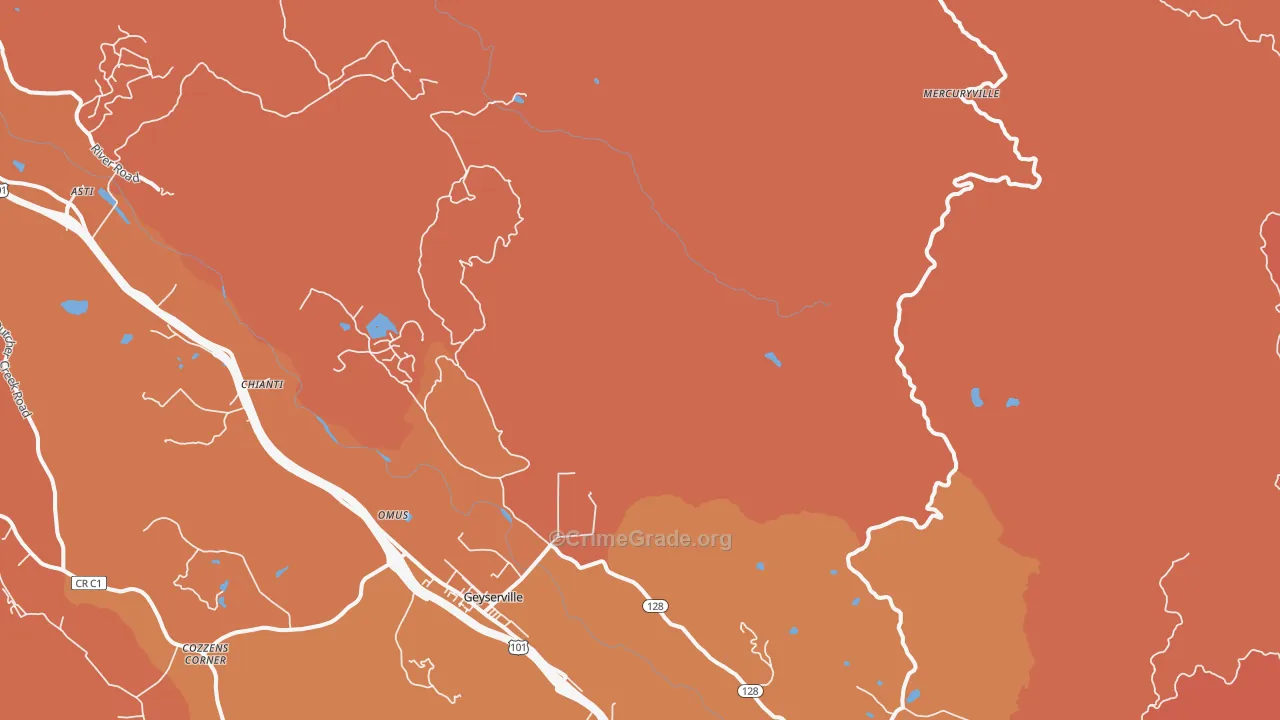 Las Lomas, CA Map of Robbery Rates