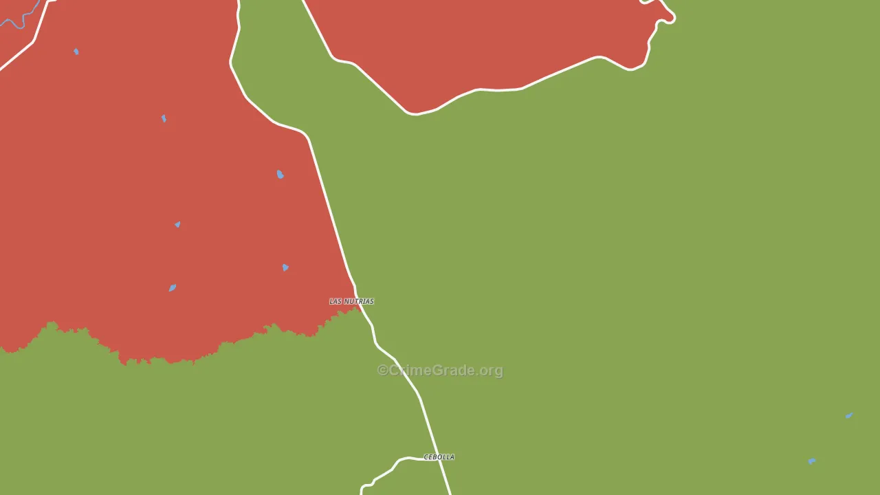 Las Nutrias, NM Map of Robbery Rates