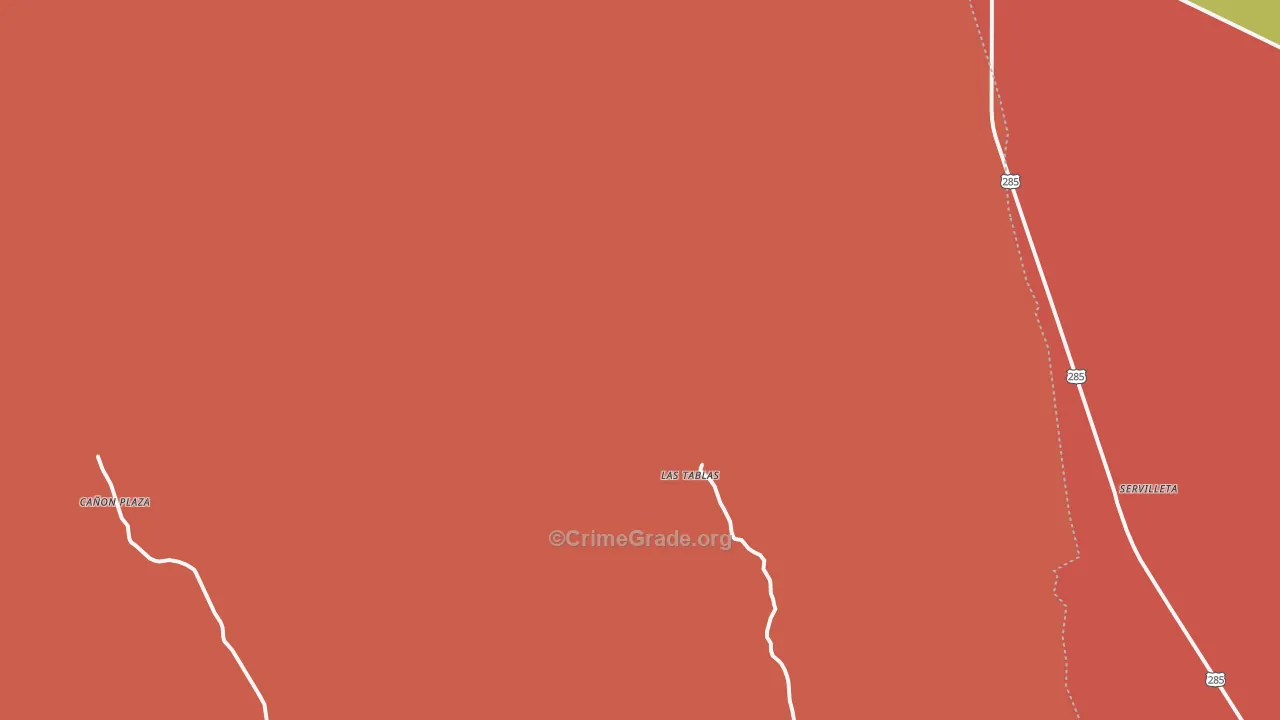 Las Tablas, NM Map of Robbery Rates