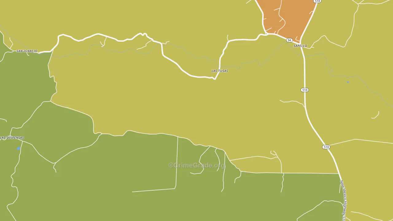 Las Tusas, NM Map of Robbery Rates