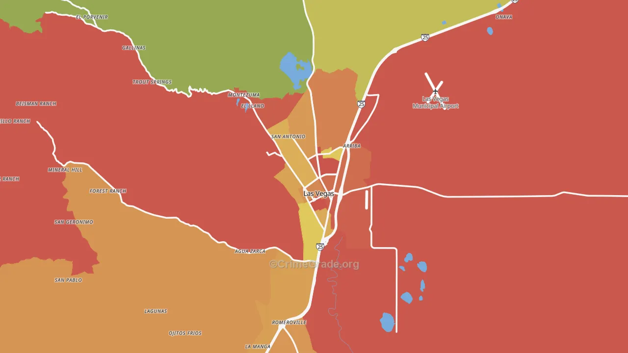Las Vegas, NM Map of Robbery Rates